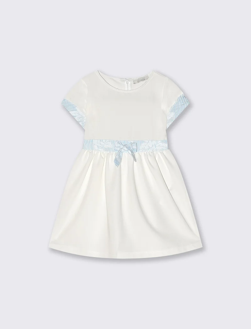Abito elegante con fiocco e girocollo - Bianco