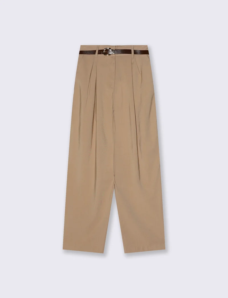 Pantalone baggy con cintura - Cammello