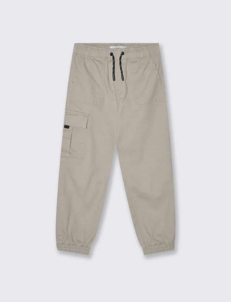 Pantaloni jogger in cotone elastico - Beige