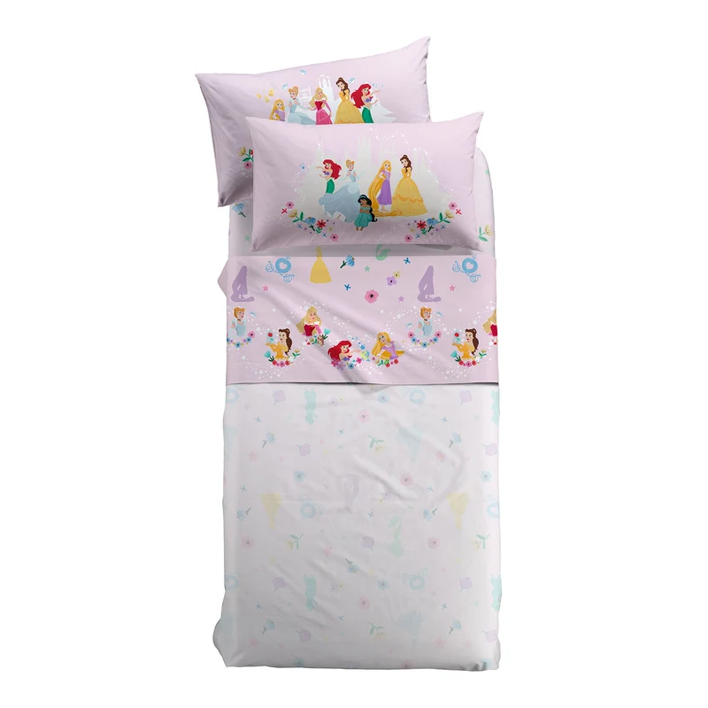Completo Lenzuola princess flowers in Cotone