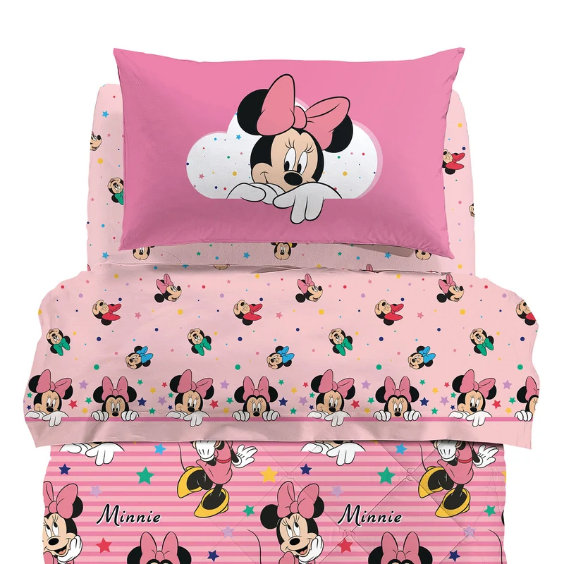 Completo Lenzuola minnie rainbow in Cotone