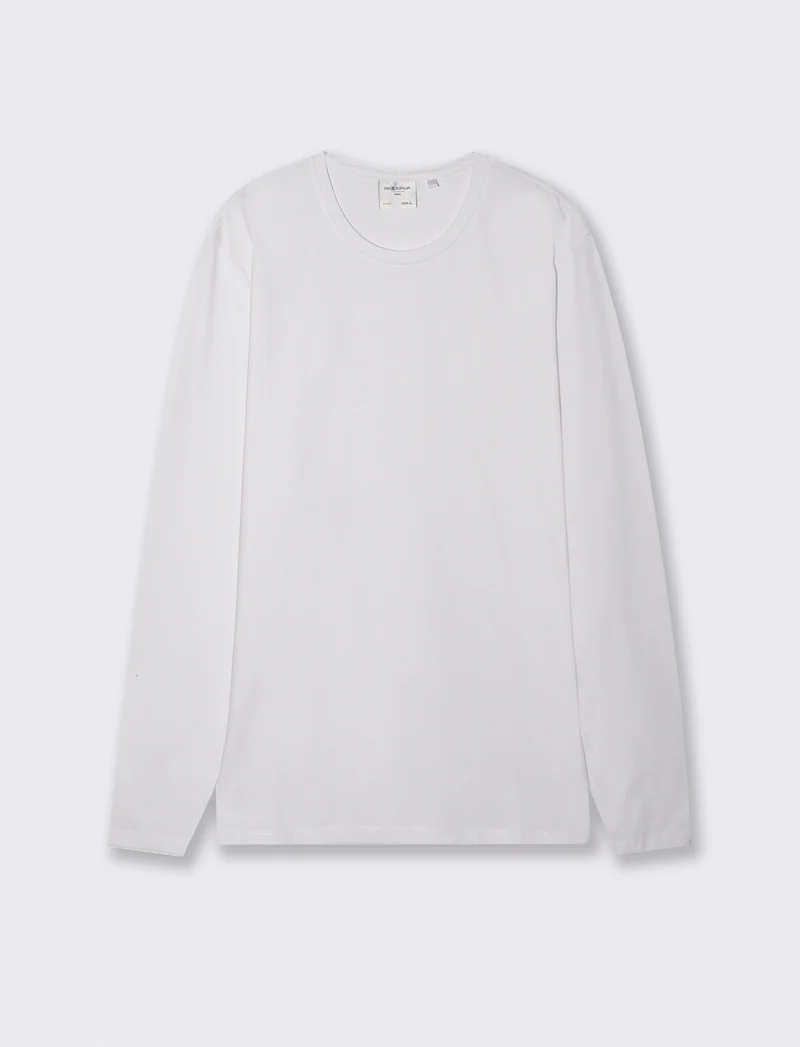 T-shirt slim fit maniche lunghe girocollo - Bianco