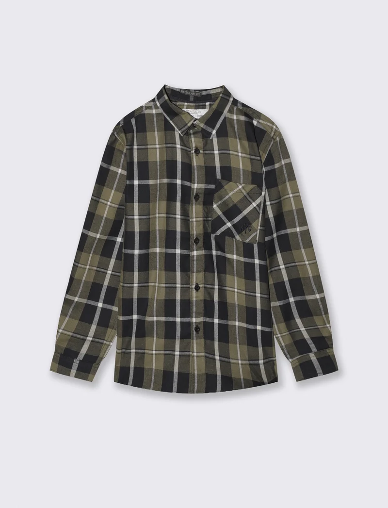 Camicia a quadri in flanella di cotone - Verde