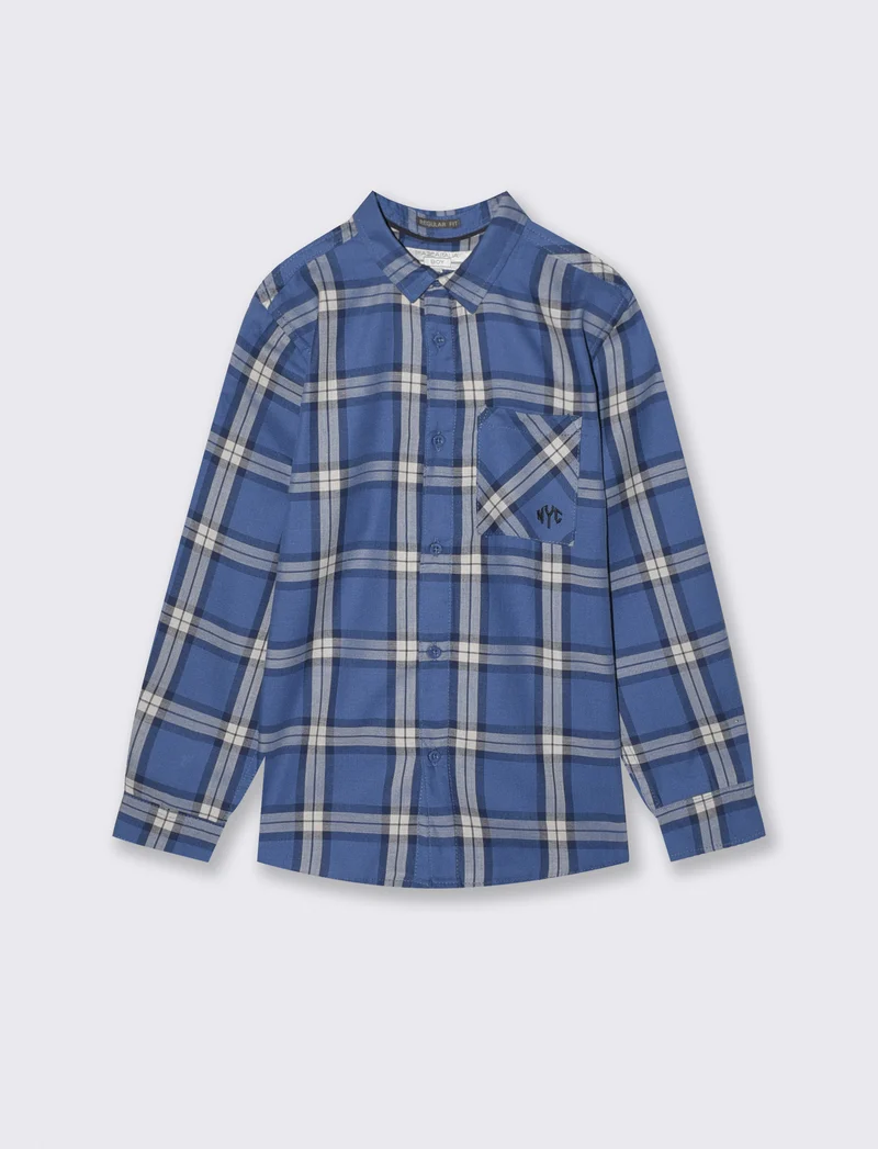 Camicia a quadri in flanella di cotone - Blu