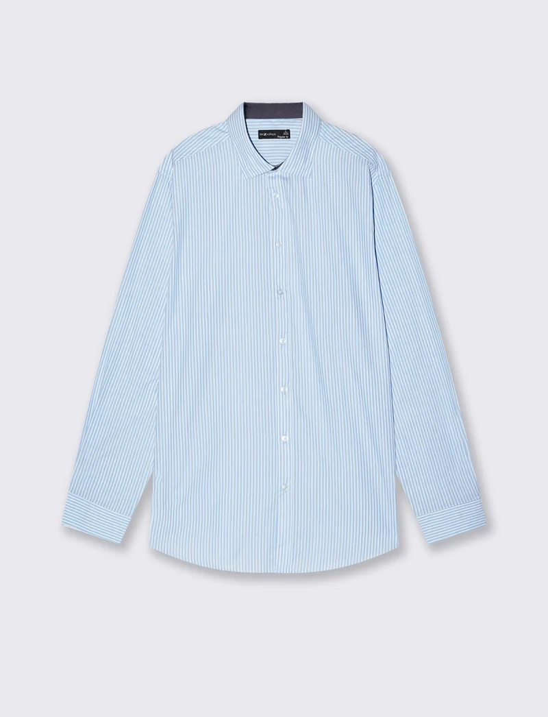 Camicia Regular Fit Easy Iron in Cotone - Azzurro