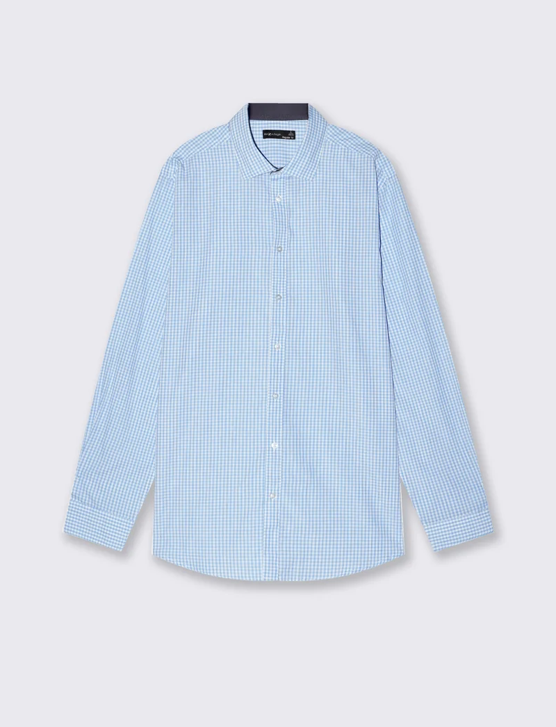 Camicia Regular Fit Easy Iron in Cotone - Celeste