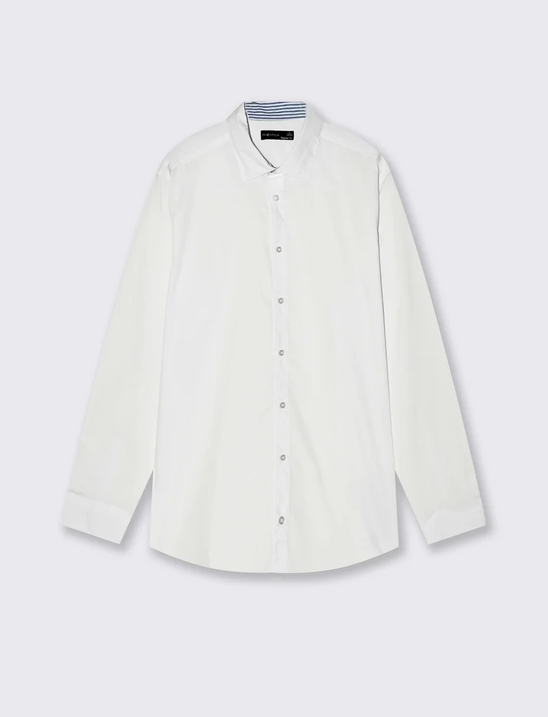 Camicia Regular Fit Easy Iron in Cotone - Bianco