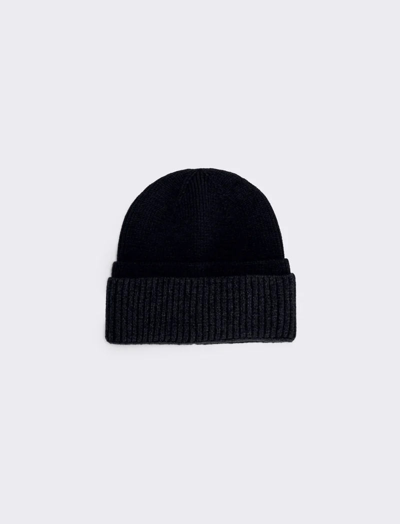 Cappello doppio risvolto per uomo - Nero