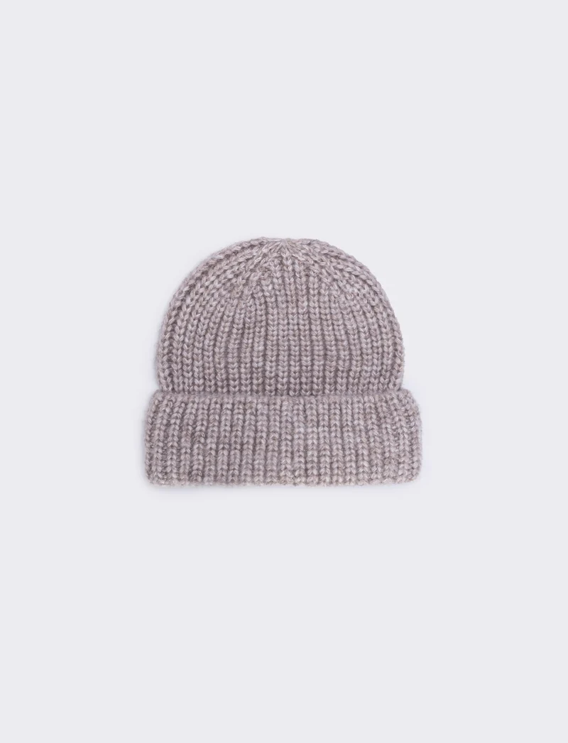 Cappello con risvolto e treccia larga - Beige