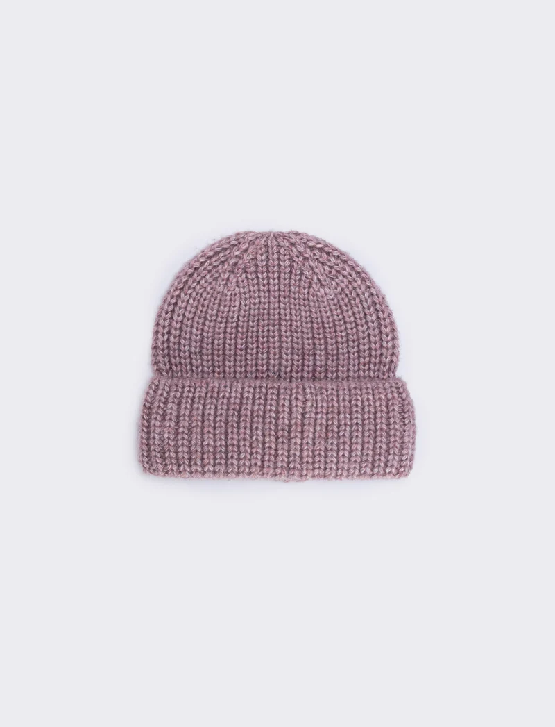 Cappello con risvolto e treccia larga - Rosa