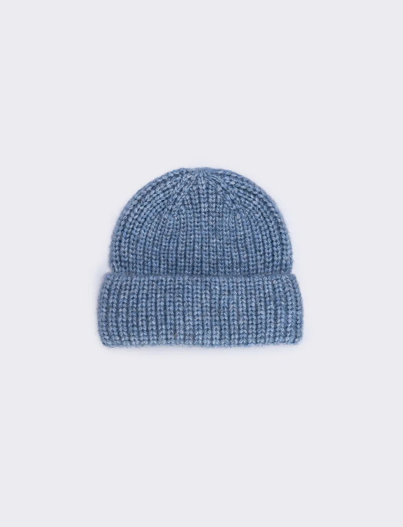 Cappello con risvolto e treccia larga - Denim