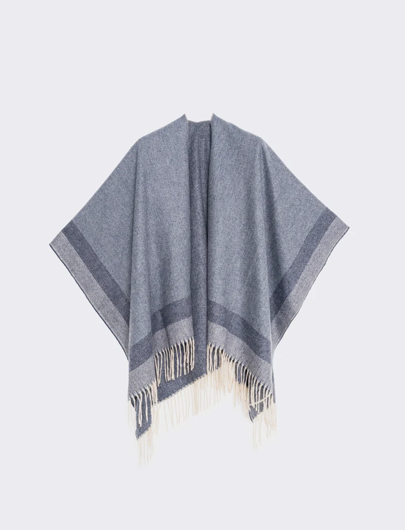 Mantella con frange eleganti - Denim