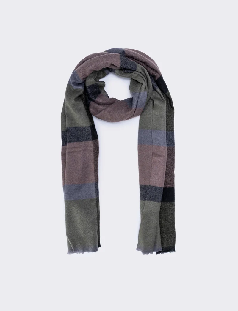 Sciarpa uomo righe con frange eleganti - Verde