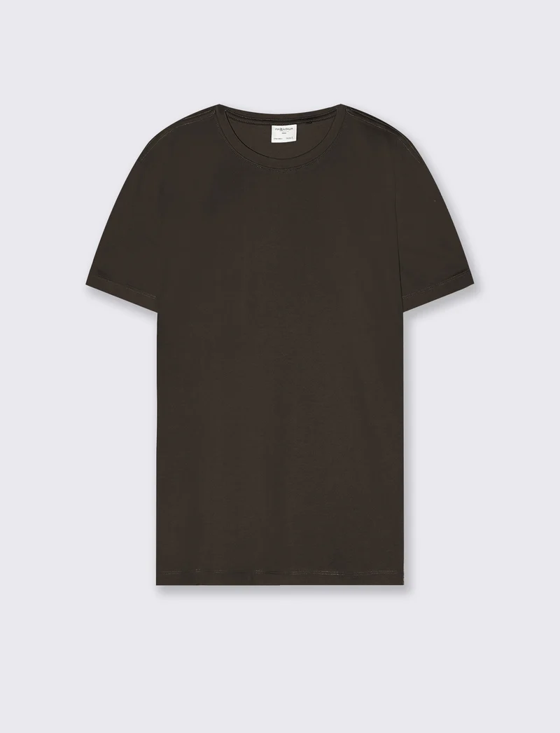 T-shirt girocollo in cotone mercerizzato - Moro