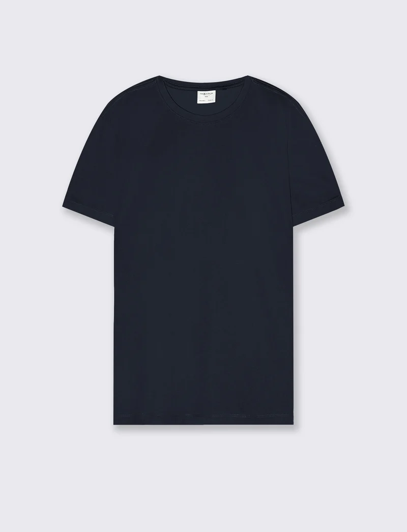 T-shirt girocollo in cotone mercerizzato - Blu