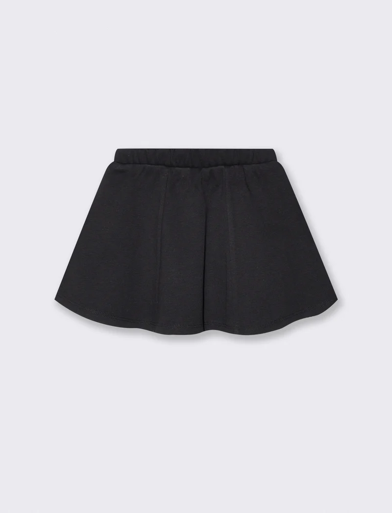 Gonna in interlock a pieghe dallo stile romantico - Nero