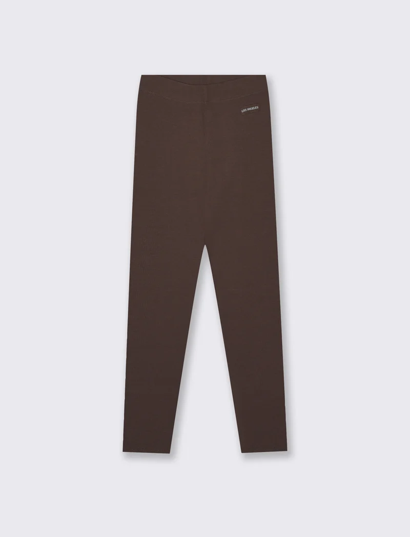 Leggings morbidi in costina elastica - Marrone cioccolato