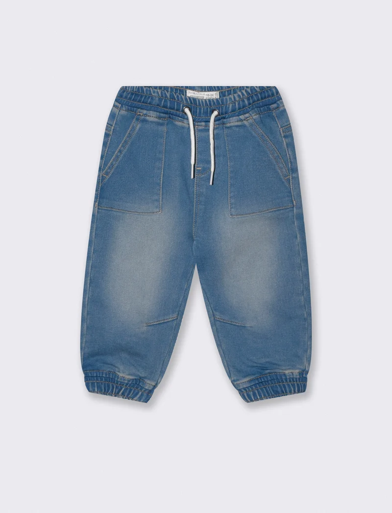 Pantaloni ampi effetto denim con tasche - Denim