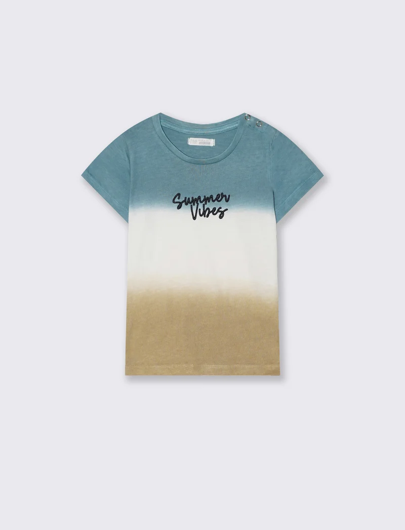 T-shirt polo manica corta a righe - Blu