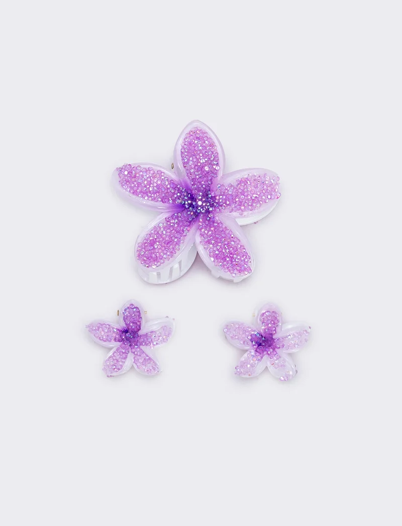 Set di 3 pinze fiore effetto zucchero - Viola