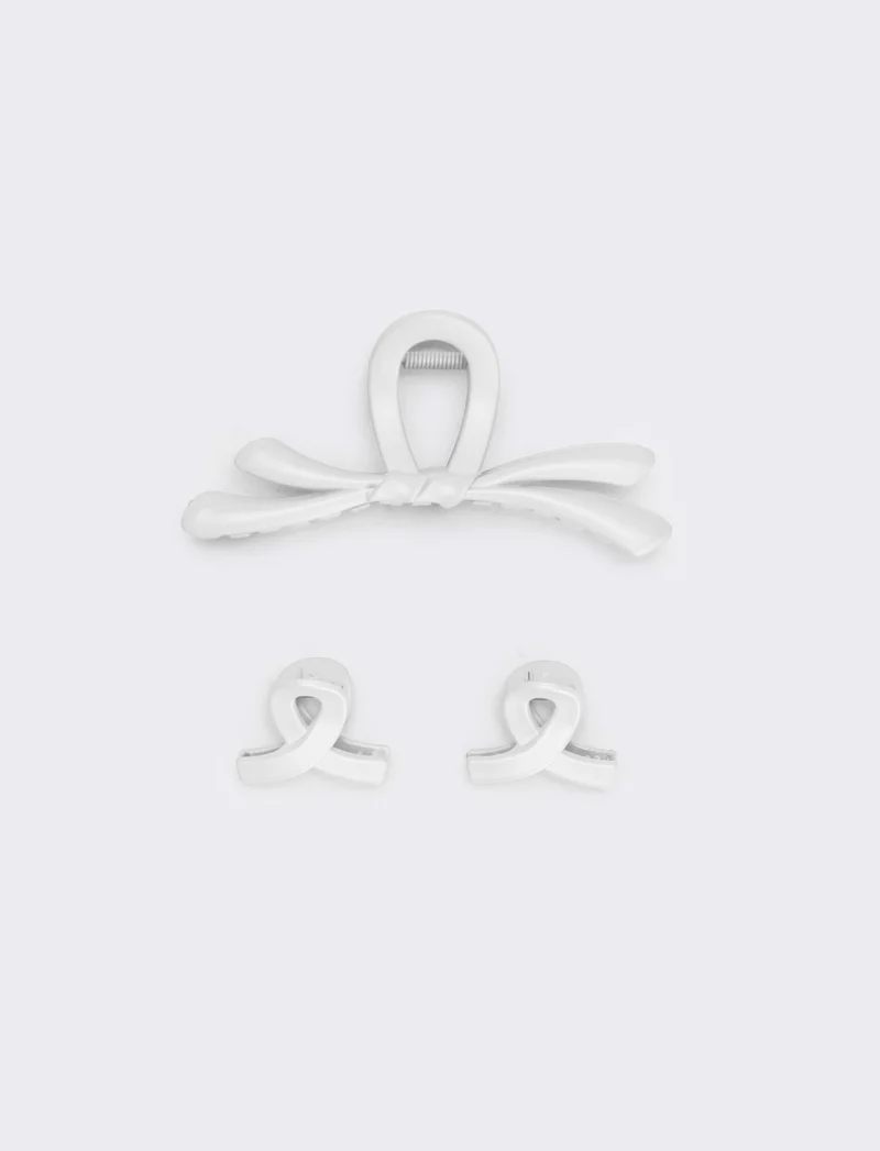 Set di 3 pinze opache fiocco - Bianco