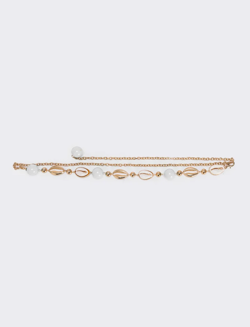 Cintura in metallo con conchiglie - Beige