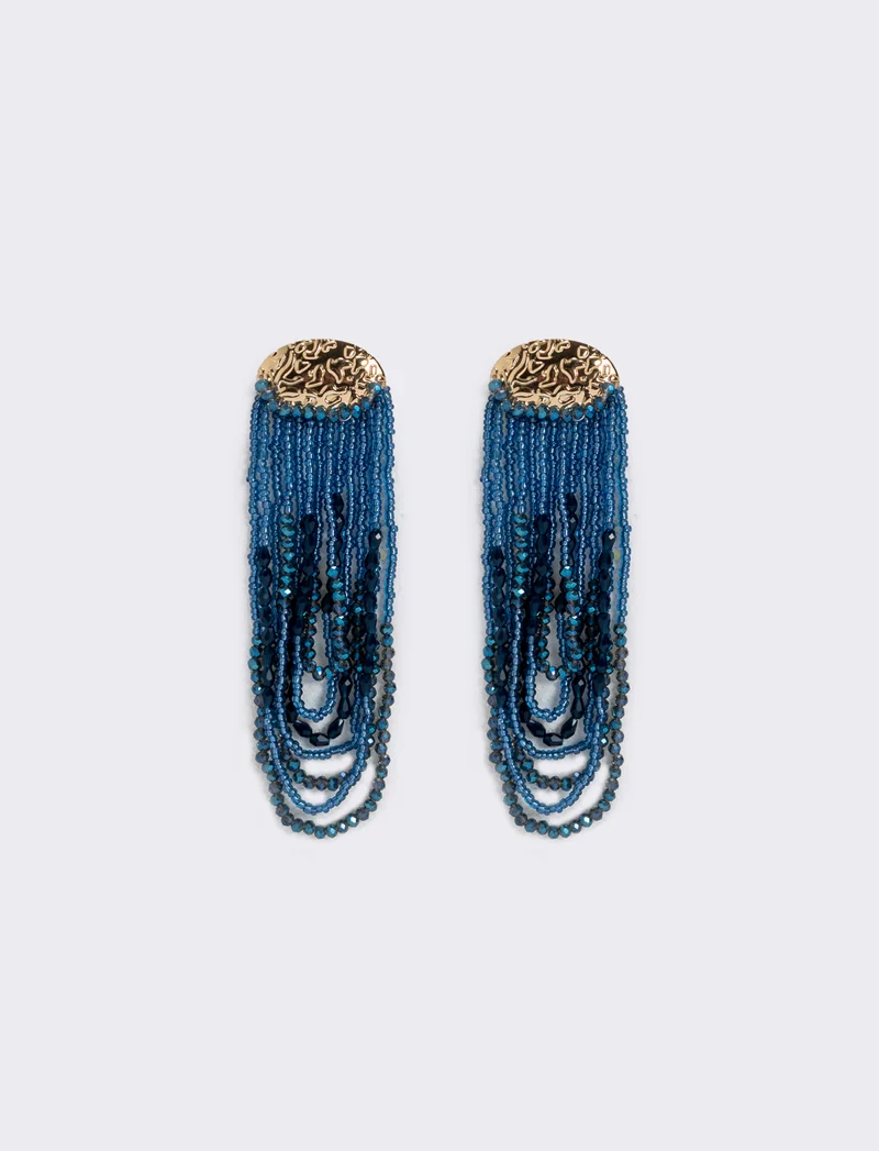 Orecchini lunghi in conteria elegante - Blu