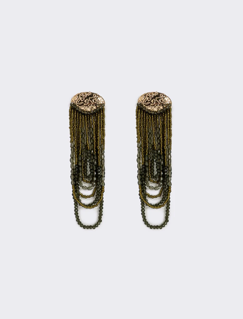 Orecchini lunghi in conteria elegante - Verde