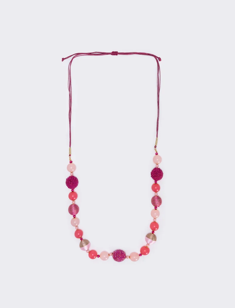 Collana a sfere in conteria elegante - Fuxia