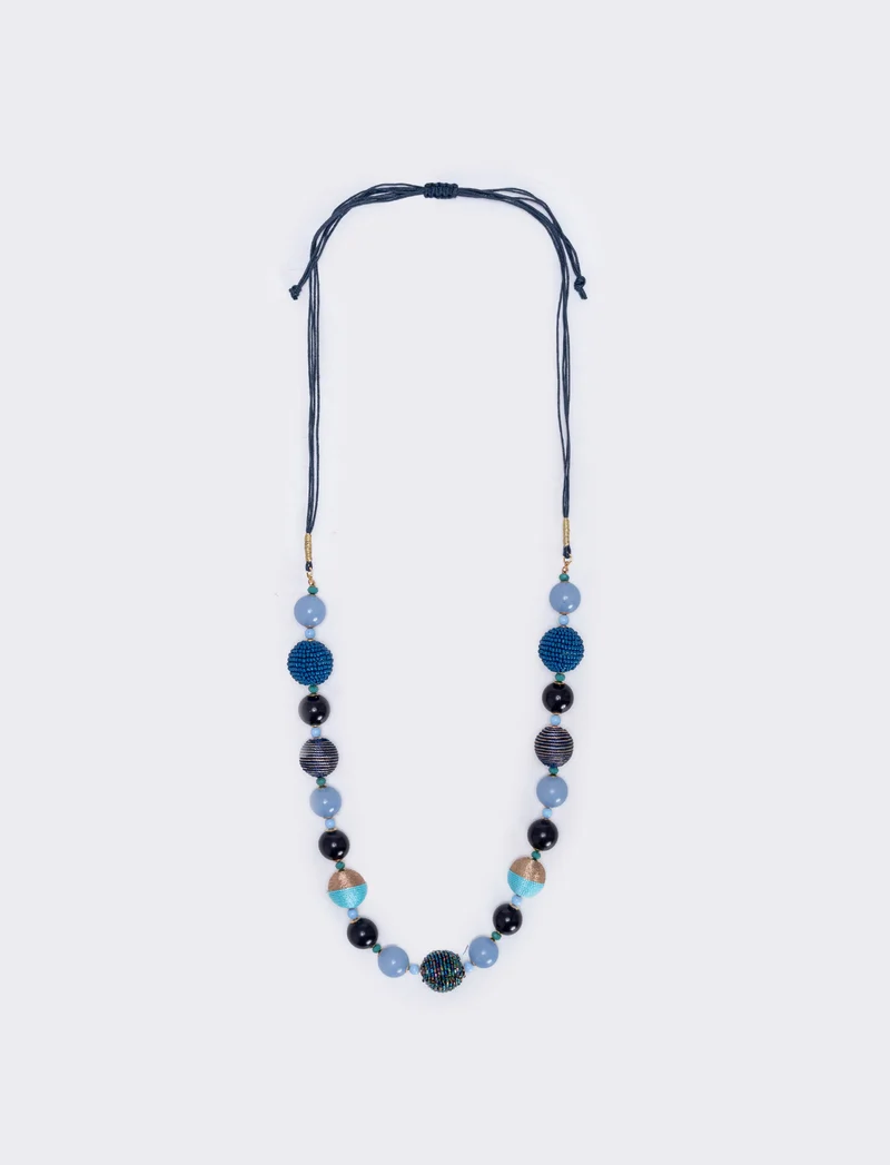 Collana a sfere in conteria elegante - Blu