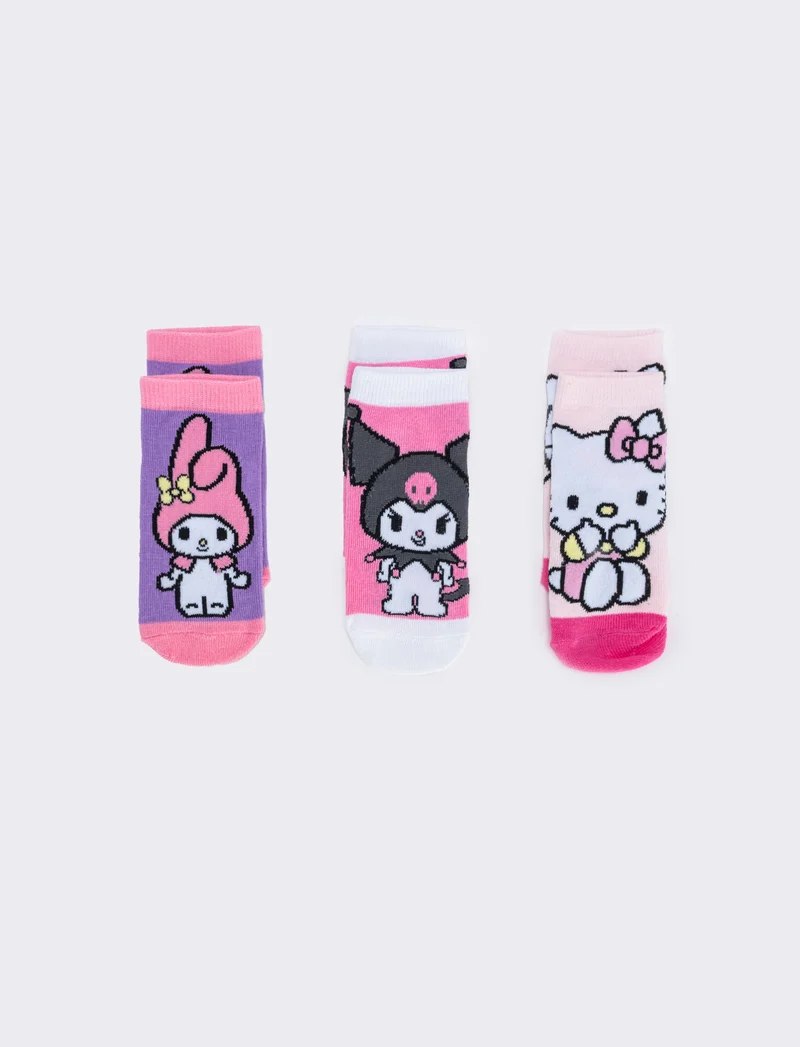 Tris calzini Stitch Hello Kitty bambina - Fuxia