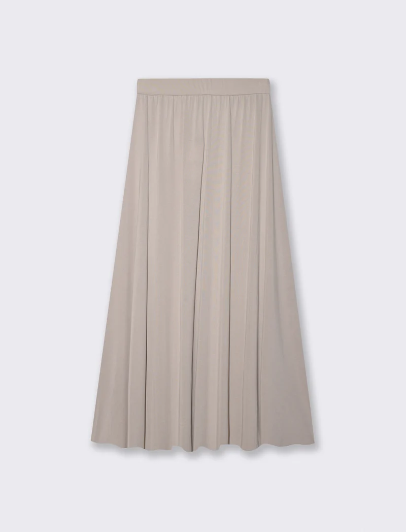 Gonna lunga con elastico e vestibilità ampia - Beige grano