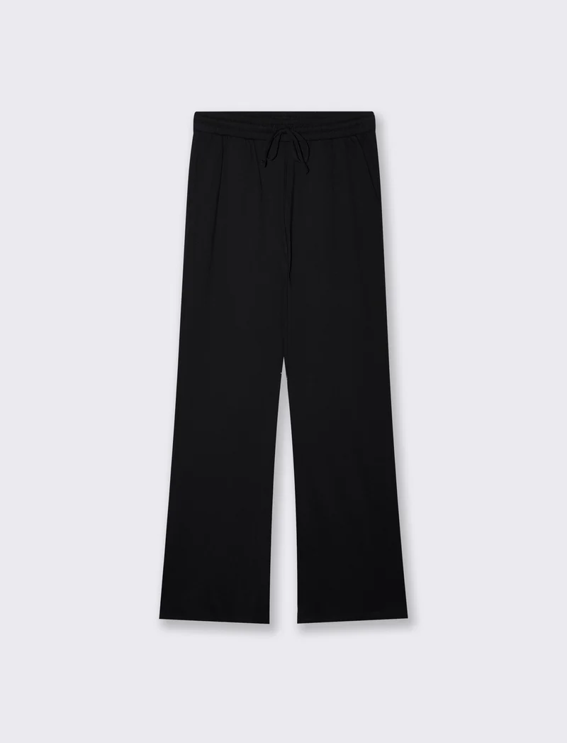 Pantaloni tuta dritti con coulisse in vita - Nero