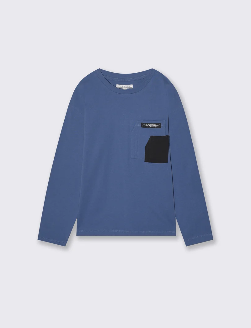 T-shirt Doppio Taschino Cotone Versatile - Blu indaco