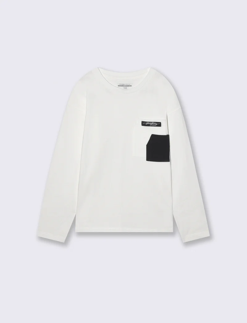T-shirt Doppio Taschino Cotone Versatile - Bianco latte