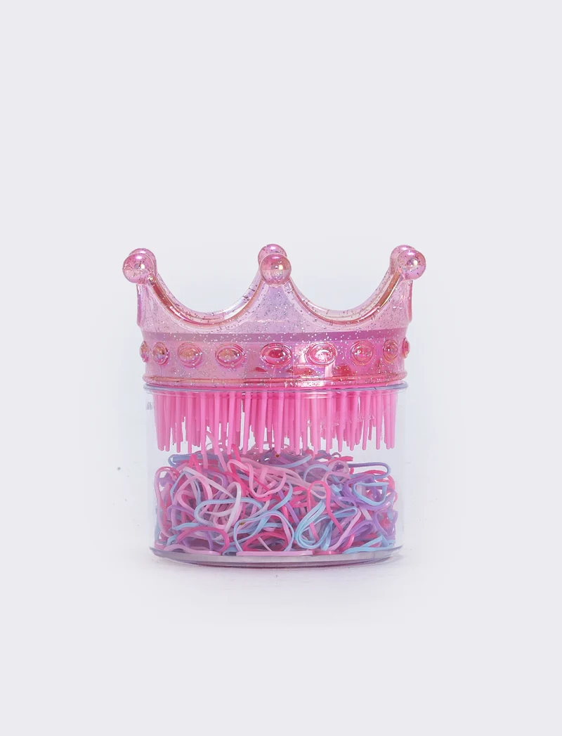 Spazzola corona con elastici per bambina - Rosa