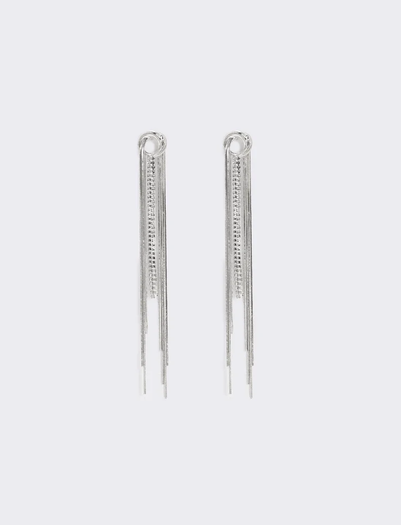 Orecchini nodo in filo con strass - Argento