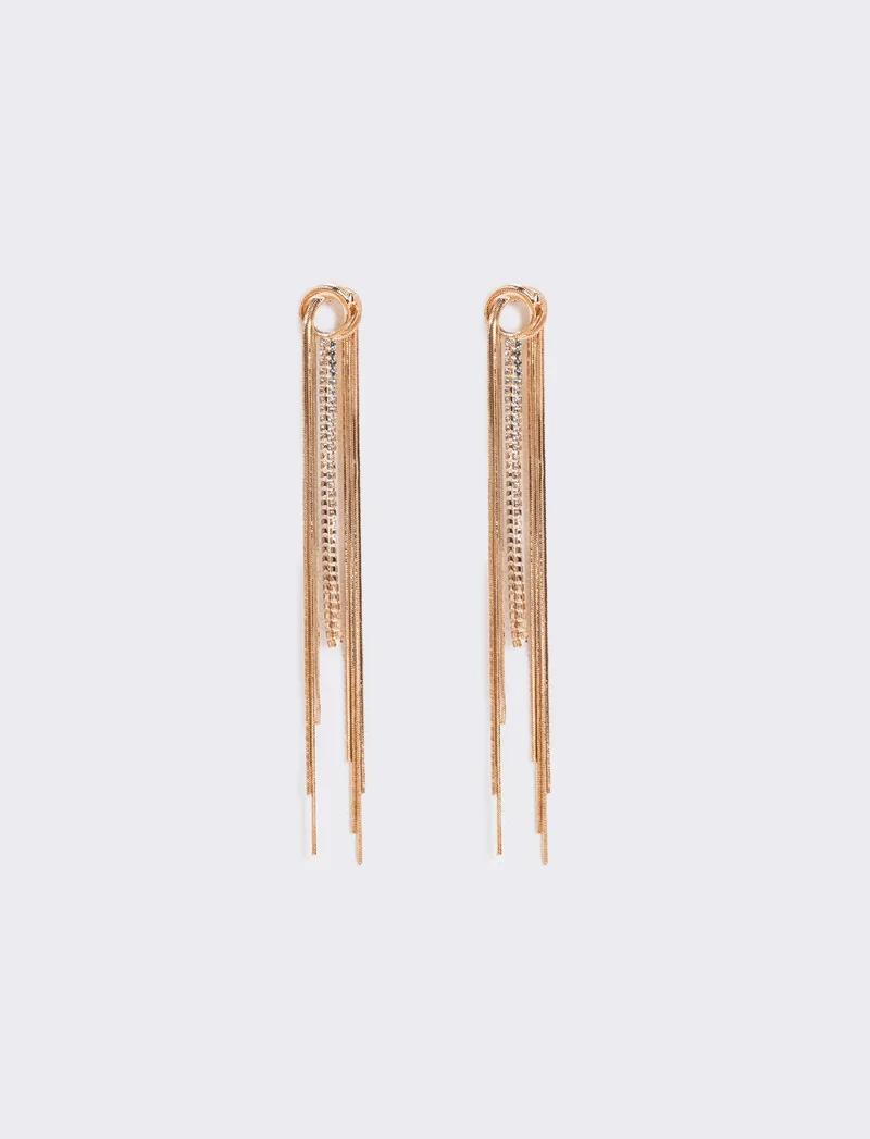 Orecchini nodo in filo con strass - Oro