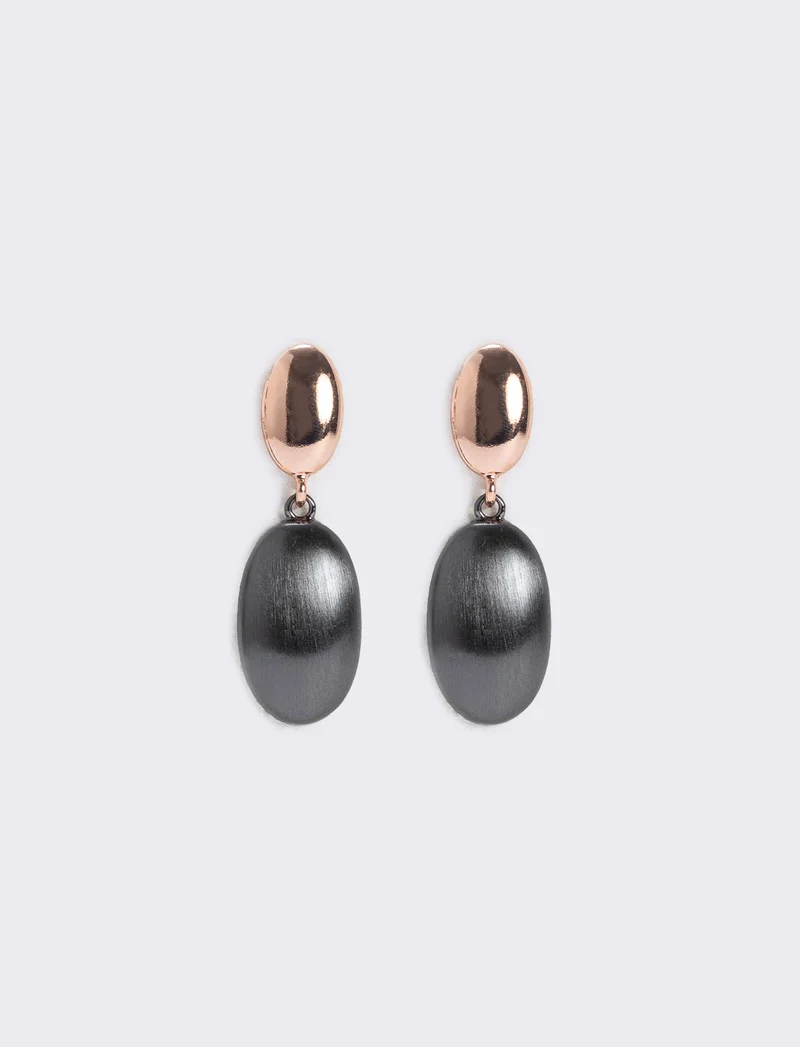 Orecchino pendente in perla spazzolata - Oro rosa