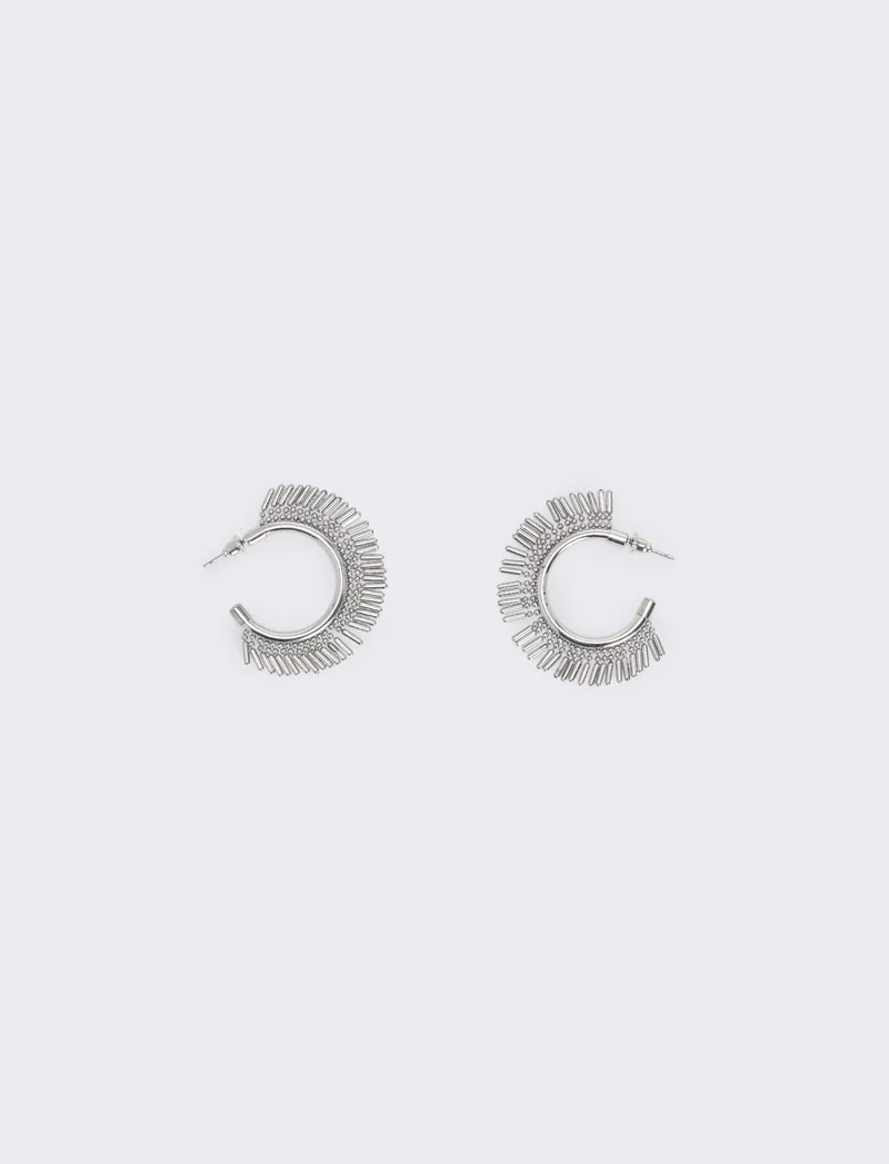 Orecchini cerchi con frangia elegante - Argento