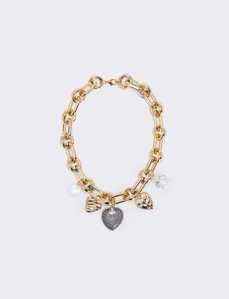 Collana con ciondoli a cuore - Oro