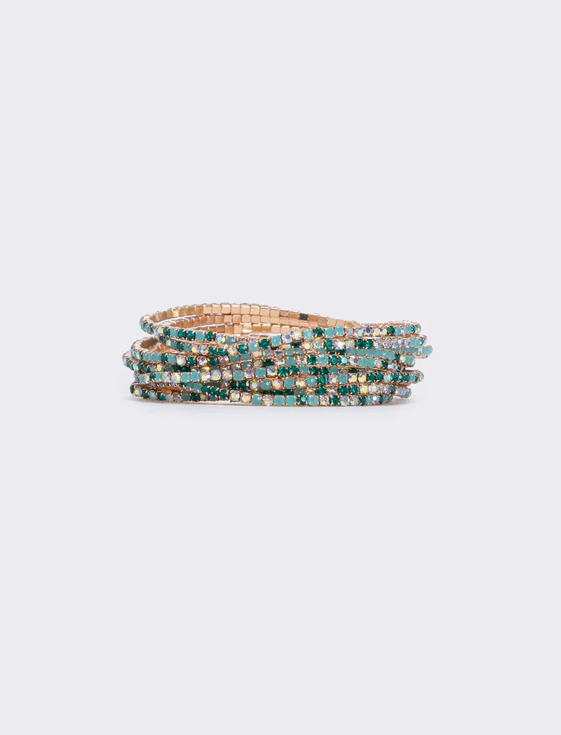 Bracciale multi fili con strass elegante - Verde