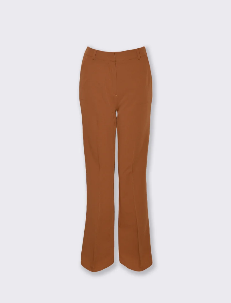 Pantaloni dritti classici con tasche - Cacao