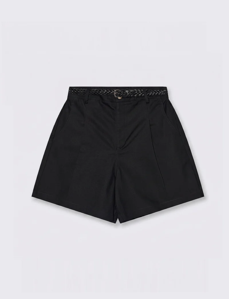 Bermuda con Cintura ed Elastico - Nero