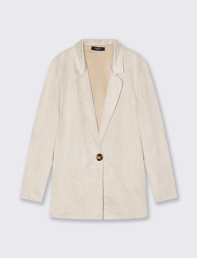 Giacca monopetto in suede - Vaniglia