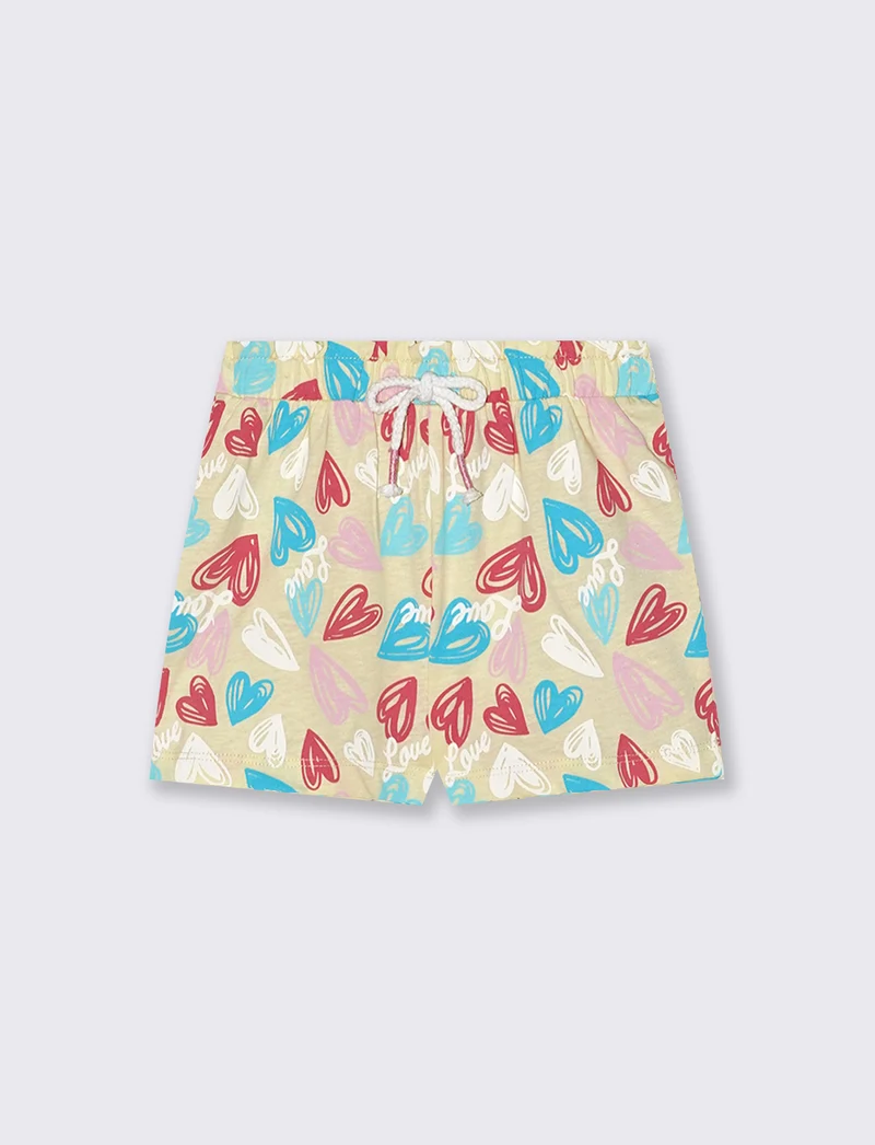 Pantaloncini a fantasia con cintura - Giallo