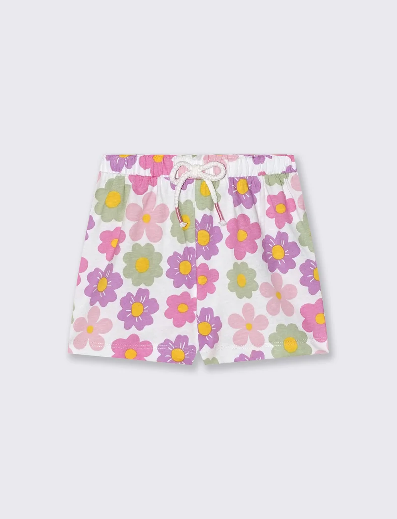 Pantaloncini a fantasia con cintura - Rosa