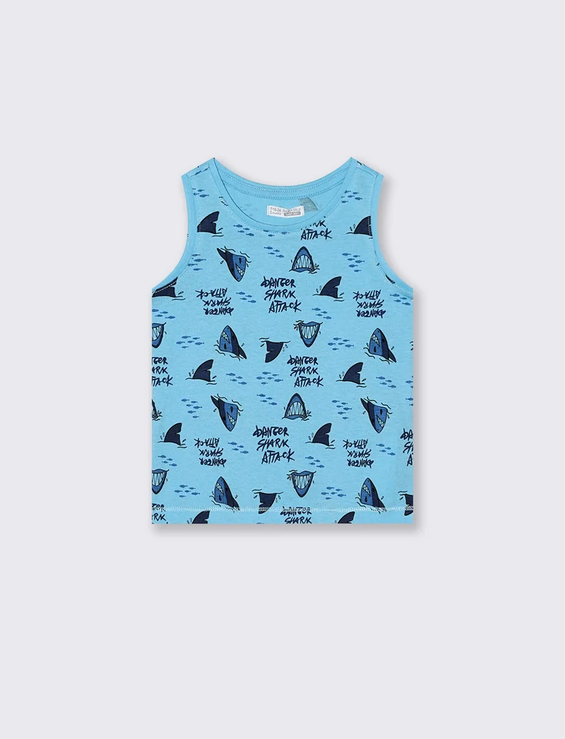 Canotta a fantasia in due colori trendy - Azzurro