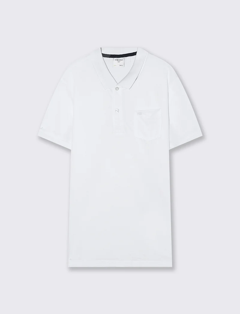 Polo basica con taschino e maniche corte - Bianco
