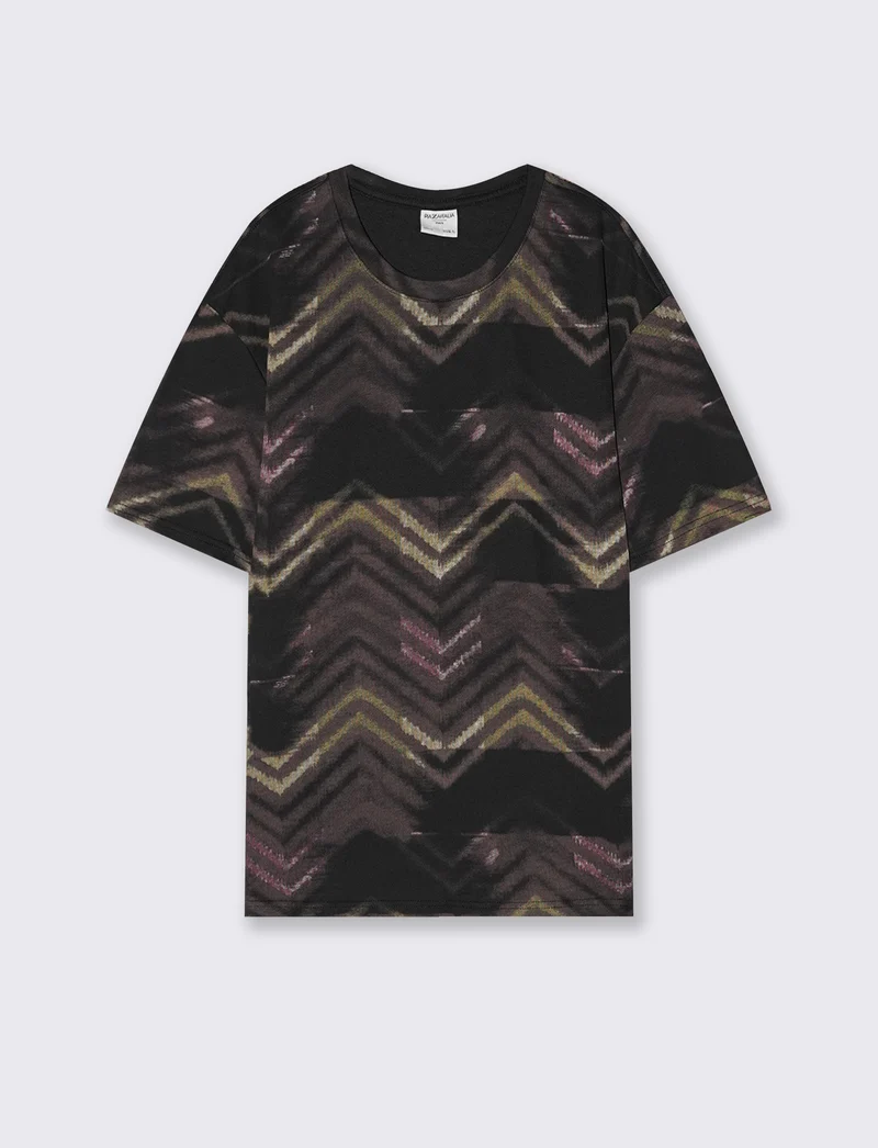 T-shirt girocollo in tessuto stampato - var 1